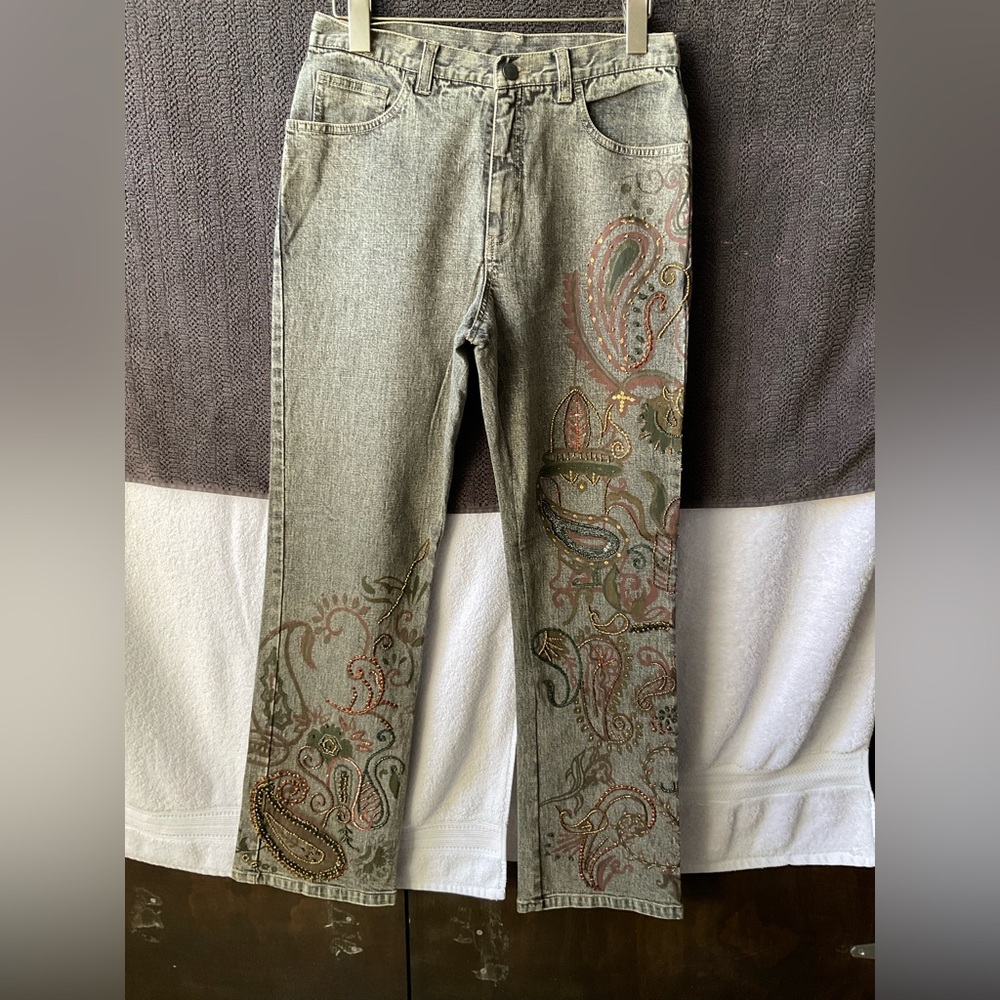 Chico's Gray Paisley Flare Pants